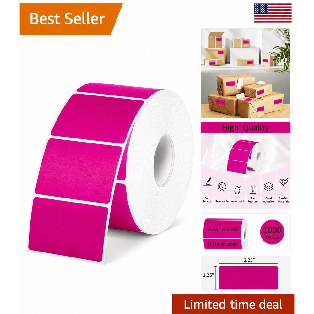 Pink Thermal Labels 1000 Sticker Roll Shipping Stickers Thank You Stickers